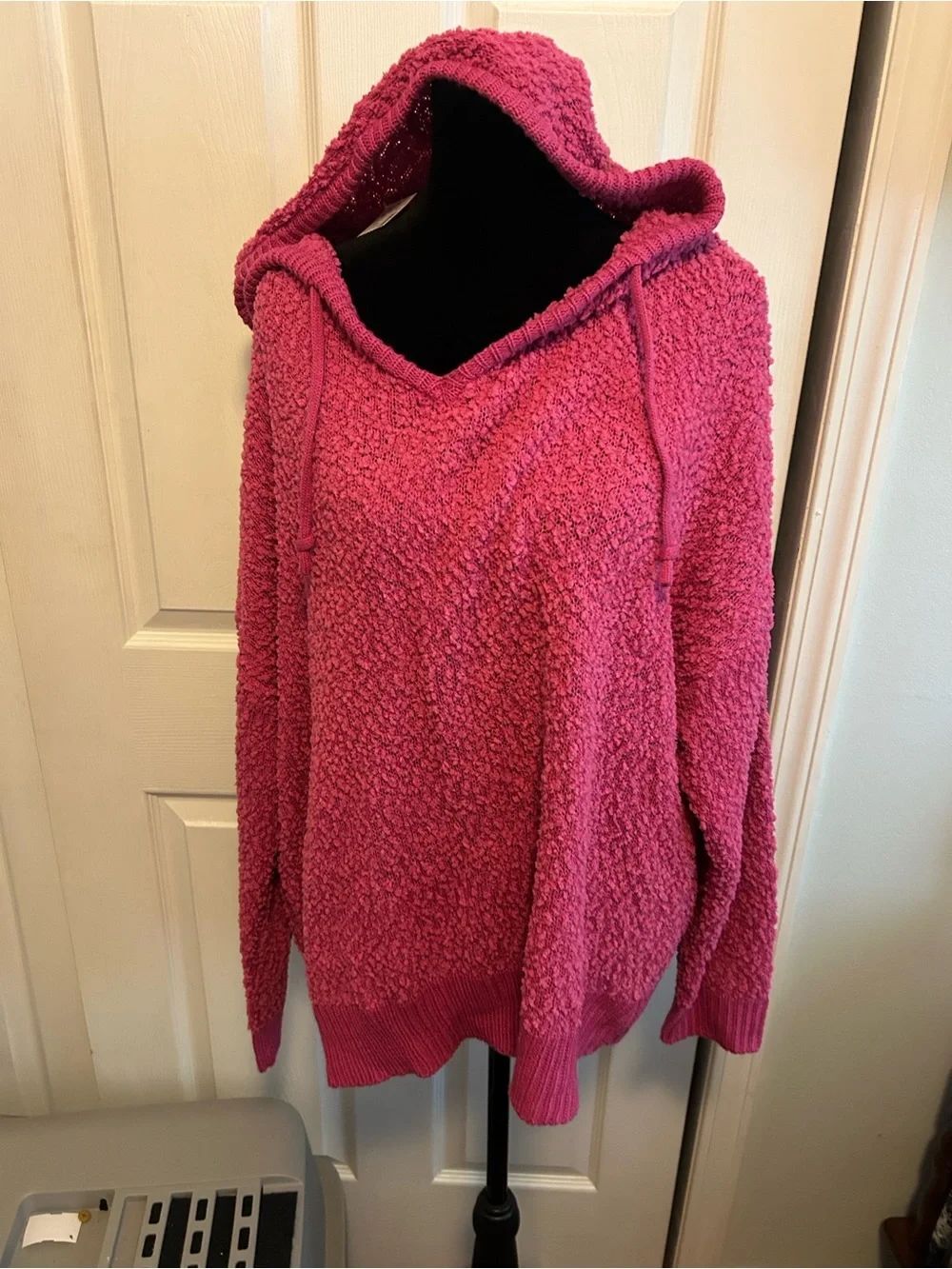 NWT Maurices Popcorn-Knit Hoodie Sweater in Hot Pink